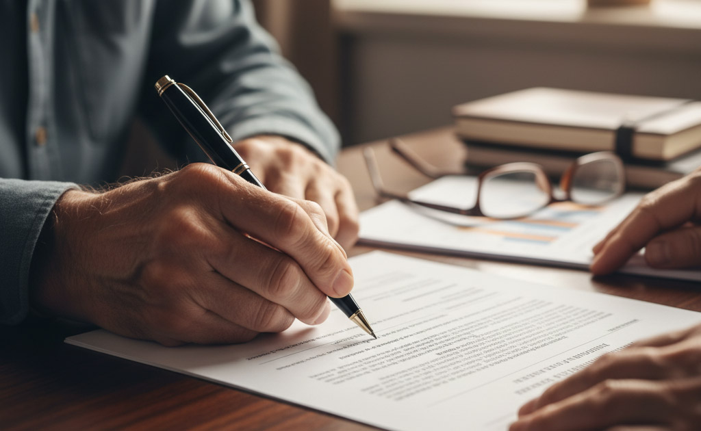Firma de documentación para realizar donaciones en empresas familiares