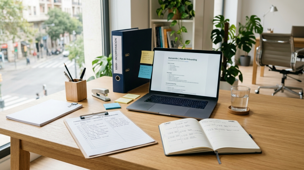 Documentación laboral preparada para contratar a un primer trabajador en España