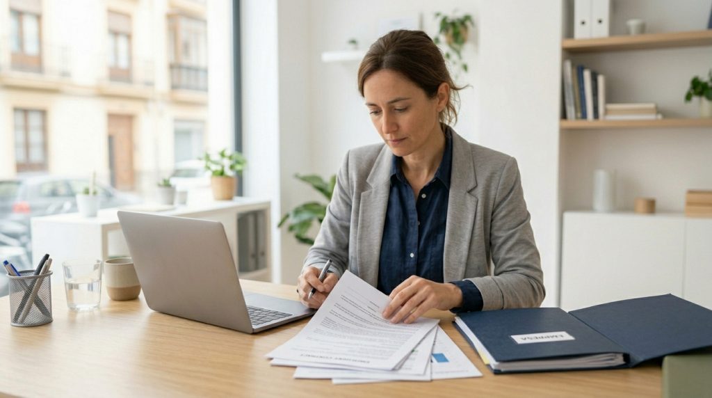 Persona revisando costes y tareas antes de contratar a su primer empleado